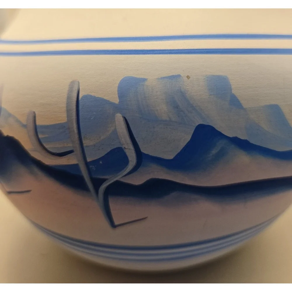 Vase Navajo Double Floral Opening Painted  Signed Approx.  10